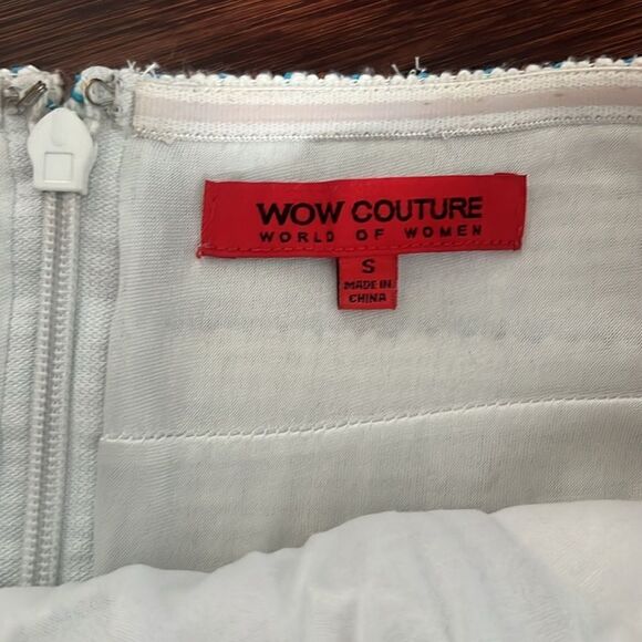 WOW Couture Embroidered Blue & White Shorts Romper - Like New Size Small - Picture 5 of 6